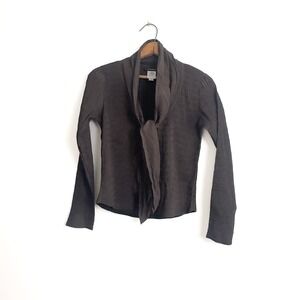 Cotelac‎ Crinkled Knit Wrap Cardigan • French Made Brown Lightweight Top - small